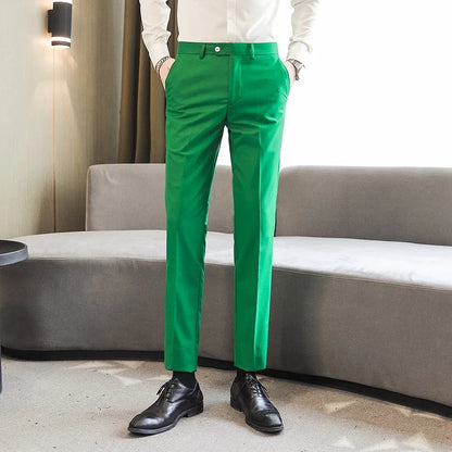 Bright Red Men's Suit Pants, Asian Size Business/office Formal Trousers, Available in Blue, Black, Purple, Gray, Khaki, Green.
