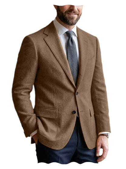 Men's Linen Blazer Notched Lapel 2 Button Slim Fit Suit Jacket Lightweight Breathable Men Business Wedding Party for Spring