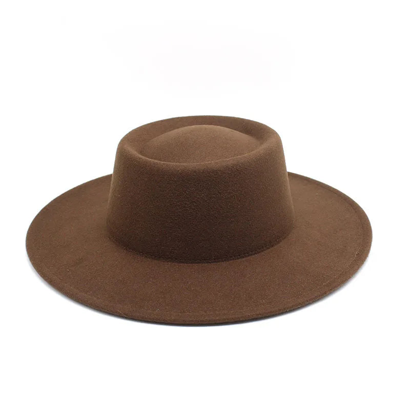 Fedora Hats Men Women 8.5CM Wide Brim Wool Felt Jazz Hats 2023 British style Dress Formal Panama Cap