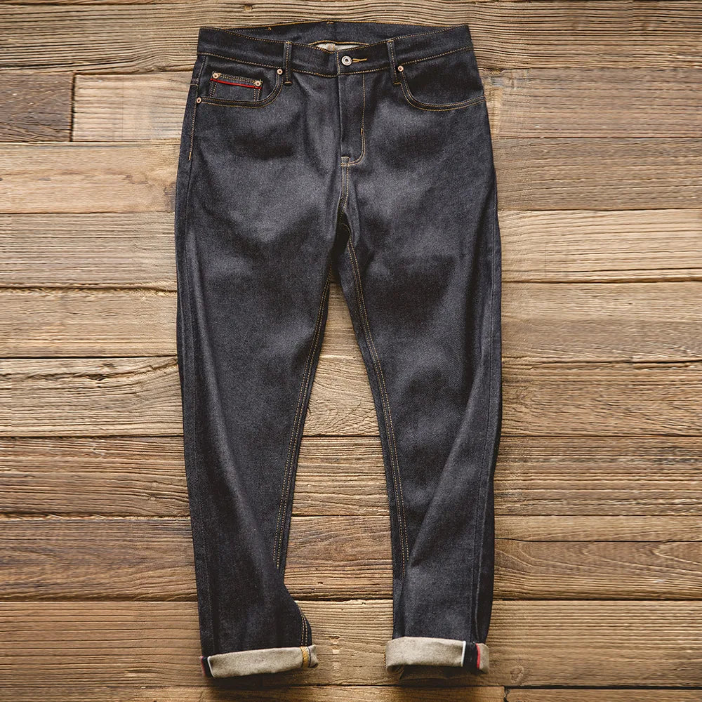Retro 11.6oz Selvedge Raw Denim Jeans Tapered Regular Fit Cotton Jeans with Zipper Fly High Quality Versatile Men's Pants