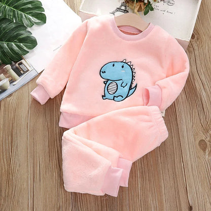 New Autumn Winter Baby Clothes Children Sleepwear Girls Fashion Cartoon Long Sleeve Top Pants Toddler Boys Costume Kids Pajamas