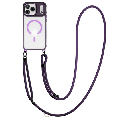 Metal Lens Stand Magnetic Case For iPhone 17 Air 16 Plus 15 14 13 Pro Max With Crossbody Lanyard Strops Heavy Duty Protection