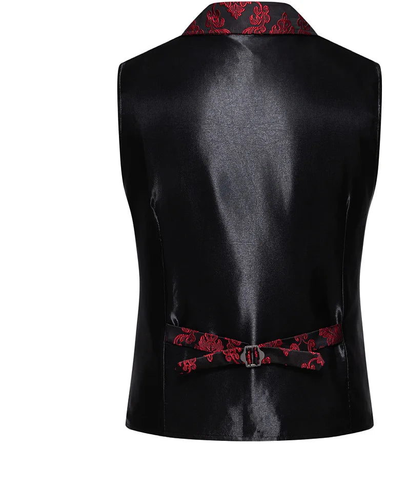 Men's Suit Vest, Jacquard Smart Casual Flip-Front Lapel Vest, Cross-Border Single-breasted Slim Fit Holiday Dress Waistcoat