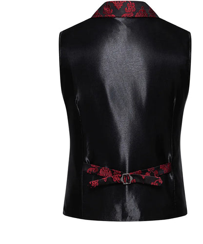 Men's Suit Vest, Jacquard Smart Casual Flip-Front Lapel Vest, Cross-Border Single-breasted Slim Fit Holiday Dress Waistcoat