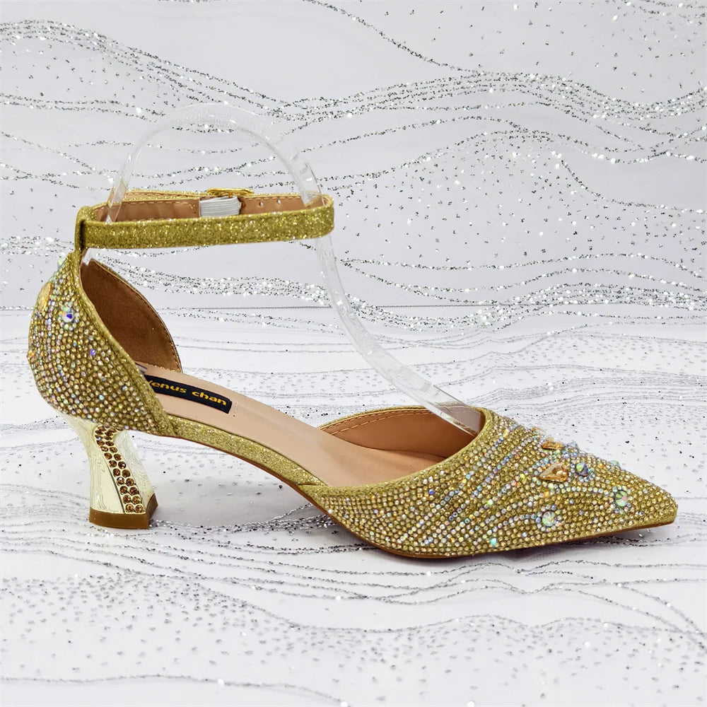 Elegant Italian Design Pointy Heels with Rhinestone-Embellished Laurel Shape - Comfortable & Durable for Every Occasion
