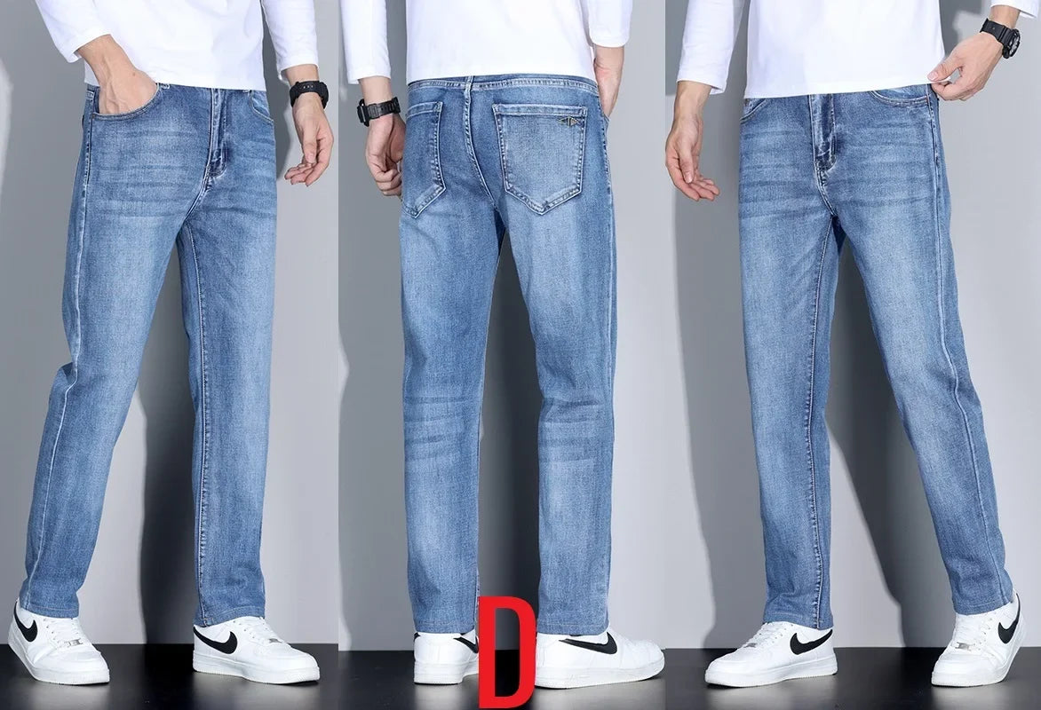 Big Tall Clothes Men's Jeans Extral Long Leg Length Straight Denim Pant Male Lengthened Trouser Slim Thin 190cm 200 Cm 120cm 110