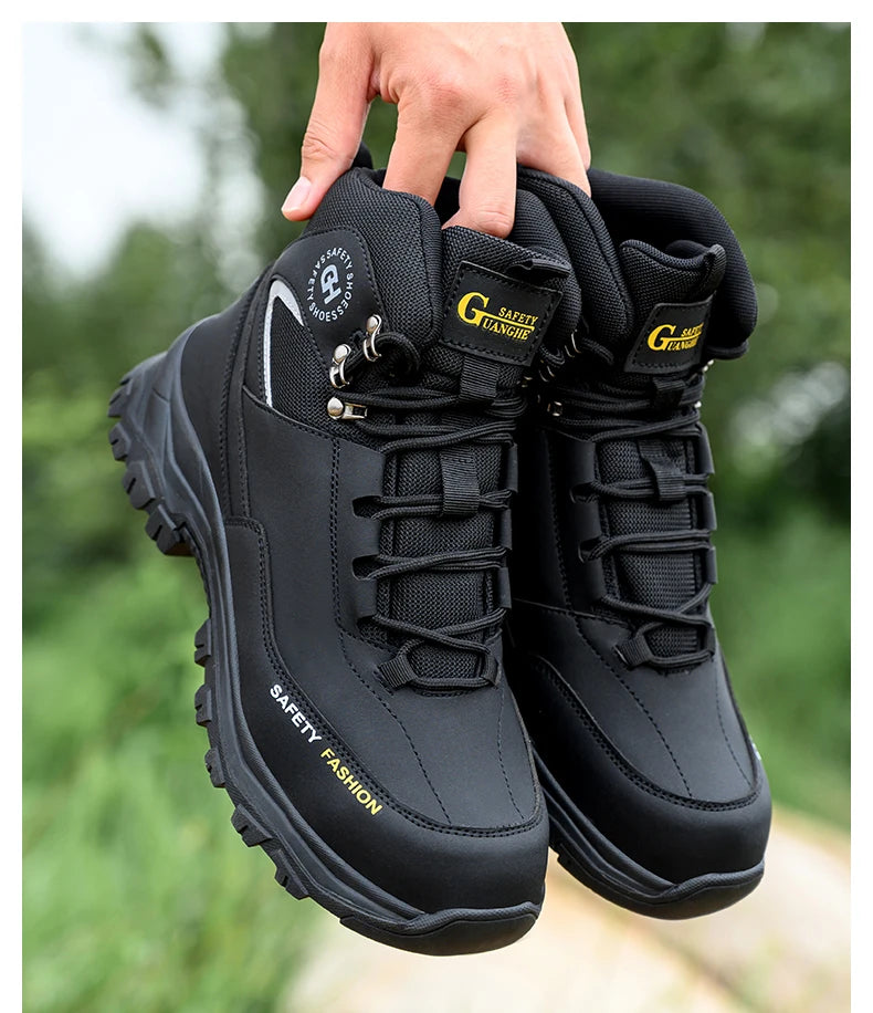 Construction Safety Shoes Men Waterproof Work Boots Anti-smash Steel Toe Shoes Puncture-Proof Indestructible Shoes Safety Shoes