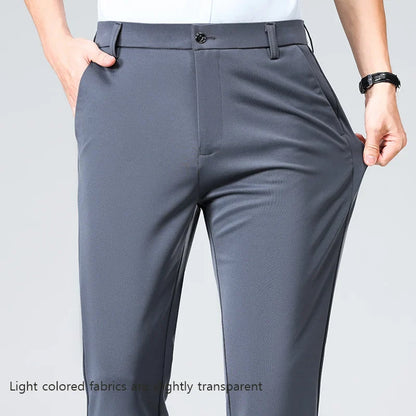 29-42 Men's Summer Thin Fashion Business Casual Suit Pants Long Pants Men's Elastic Straight Sleeve Formal Pants Plus Size