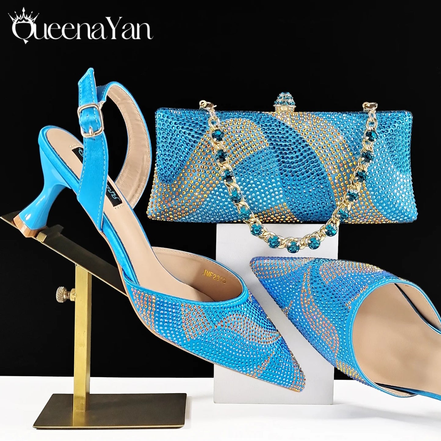 Festive Elegance Spot Goods Dazzling Heels and Chic Long Bag Clutch Perfect Combination Of Shoes And Bag for Special Occasions