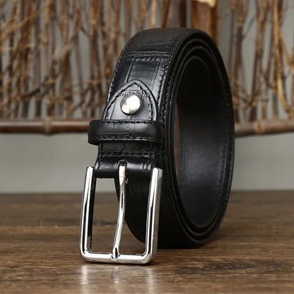 3.5CM Pure Cowhide High Quality Genuine Leather Belts for Men Strap Male Pin Buckle Business Suit West Belt Jeans Cowboy Cintos