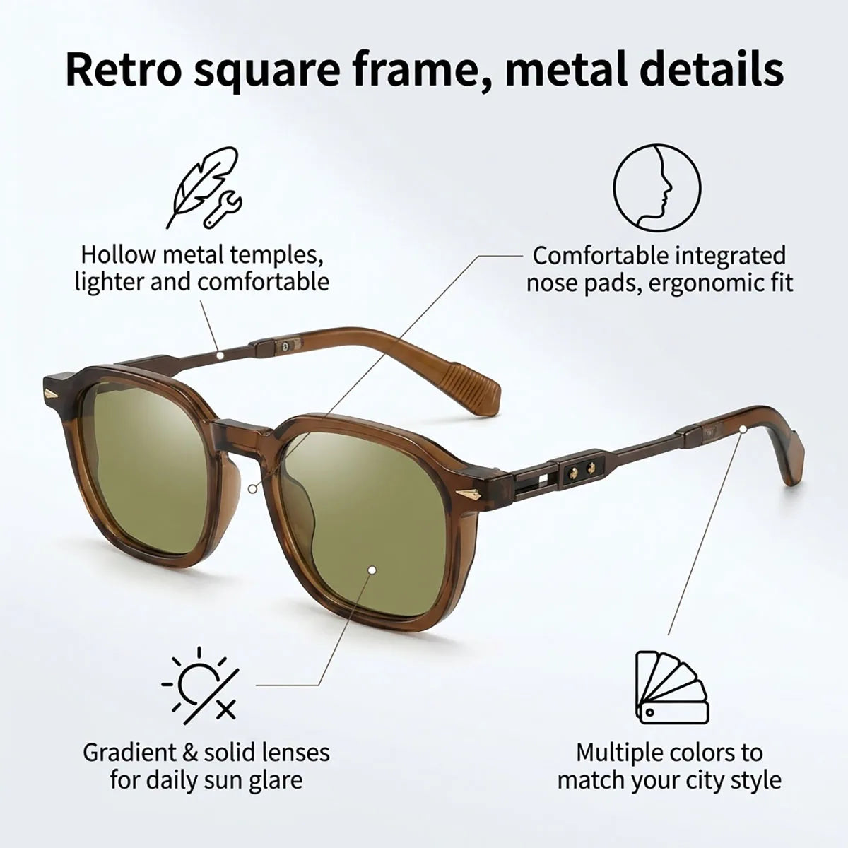 Vintage Retro Sunglass Men Luxury Square Sunglasses Women Trendy 2026 Vacation Fashion Glasses Gafas De Sol Hombre Dropshipping