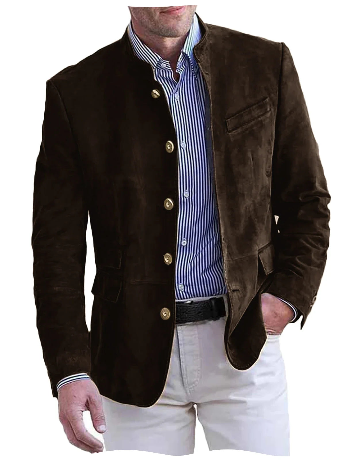 Autumn Winter Men's Casual Blazer Fashion Single-Breasted Snowflake Fleece Jacket Solid Color Daily Work Business Party Coats
