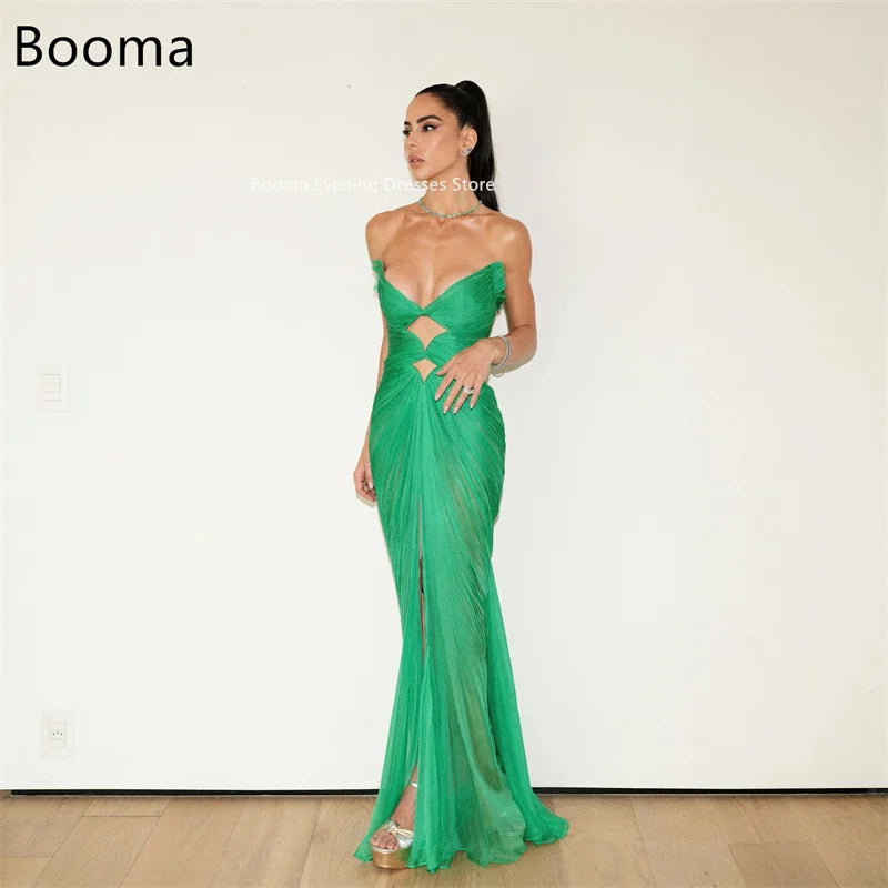 Booma Mermaid Sleeveless chiffon Strapless Evening Dresses Long Formal Dresses for Women Elegant Prom Gowns Custom Made 2025