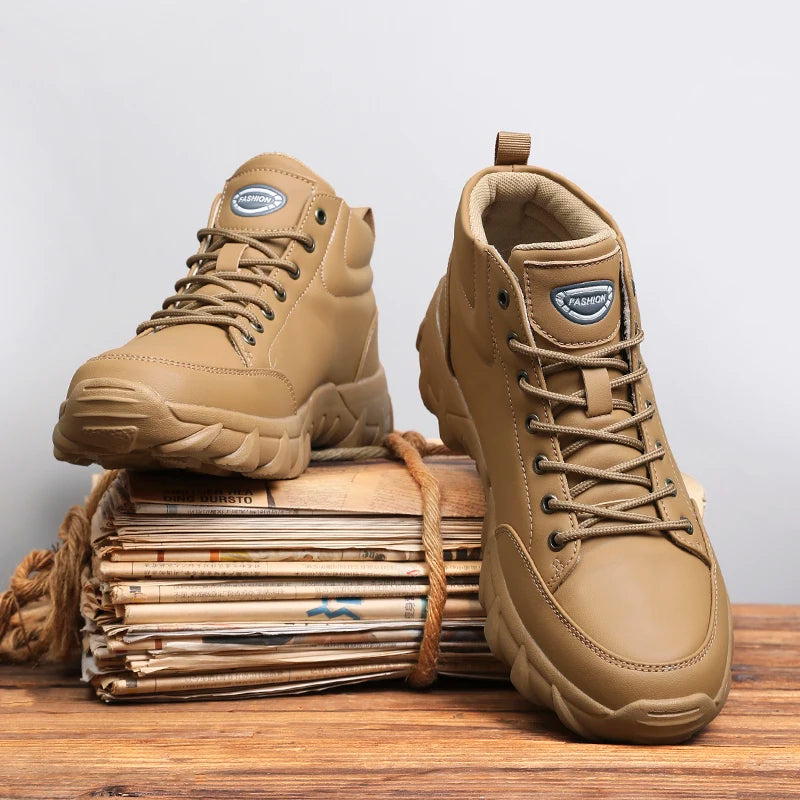 Men Running Shoes Men Sneakers Anti-slip Handmade Leather Casual Ankle Boots Breathable Men's Walking Lace Up Lightweigh Boots