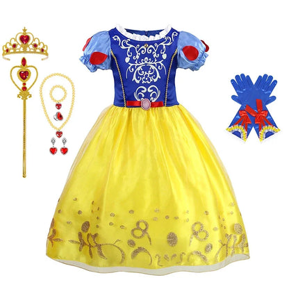 2025 Girls Disney Princess Dress Snow White With Cape Kids Cosplay Halloween Birthday Costumes Children Party Dress 10Y Clothes