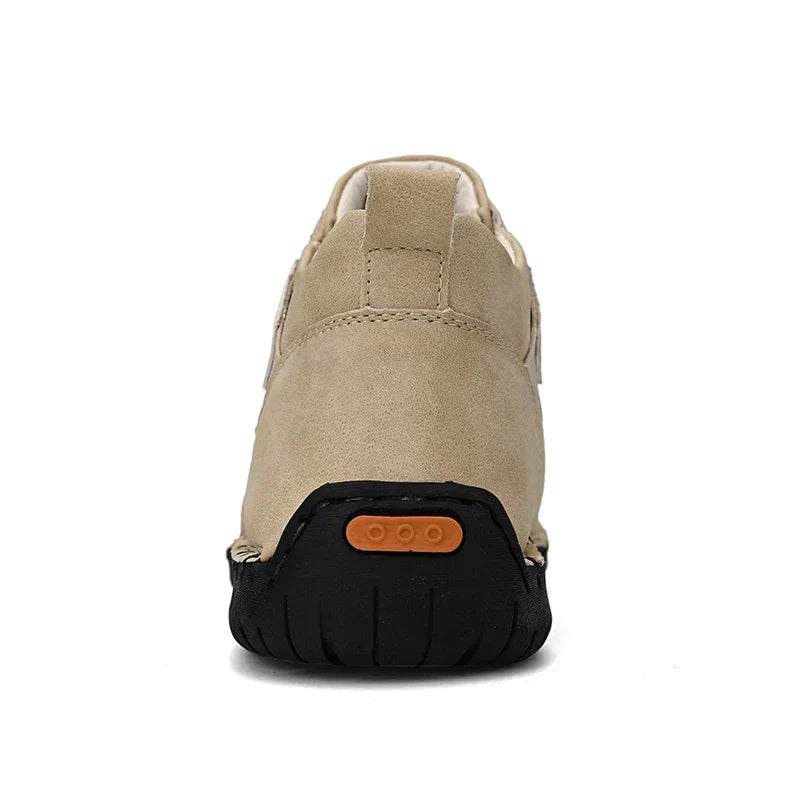 Handmade Leather Casual Men Shoes Design Sneakers Man Breathable Leather Shoes Men Ankle Boots Outdoor