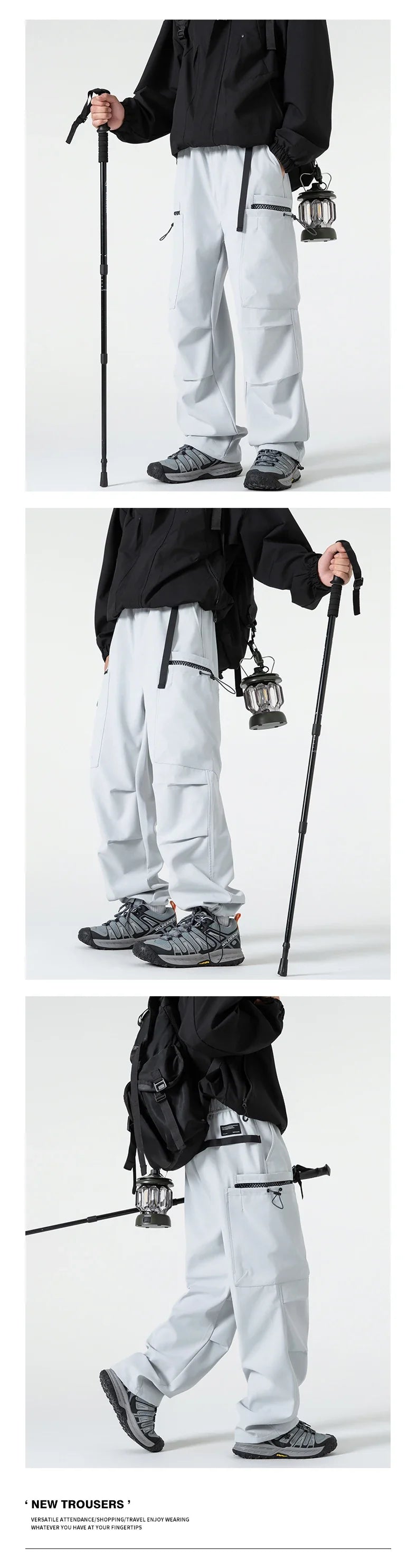 Hiking Pants Men Waterproof Windproof Breathable Elastic Waist Climbing Trekking Fishing Pants Camping Casual Overalls Trousers