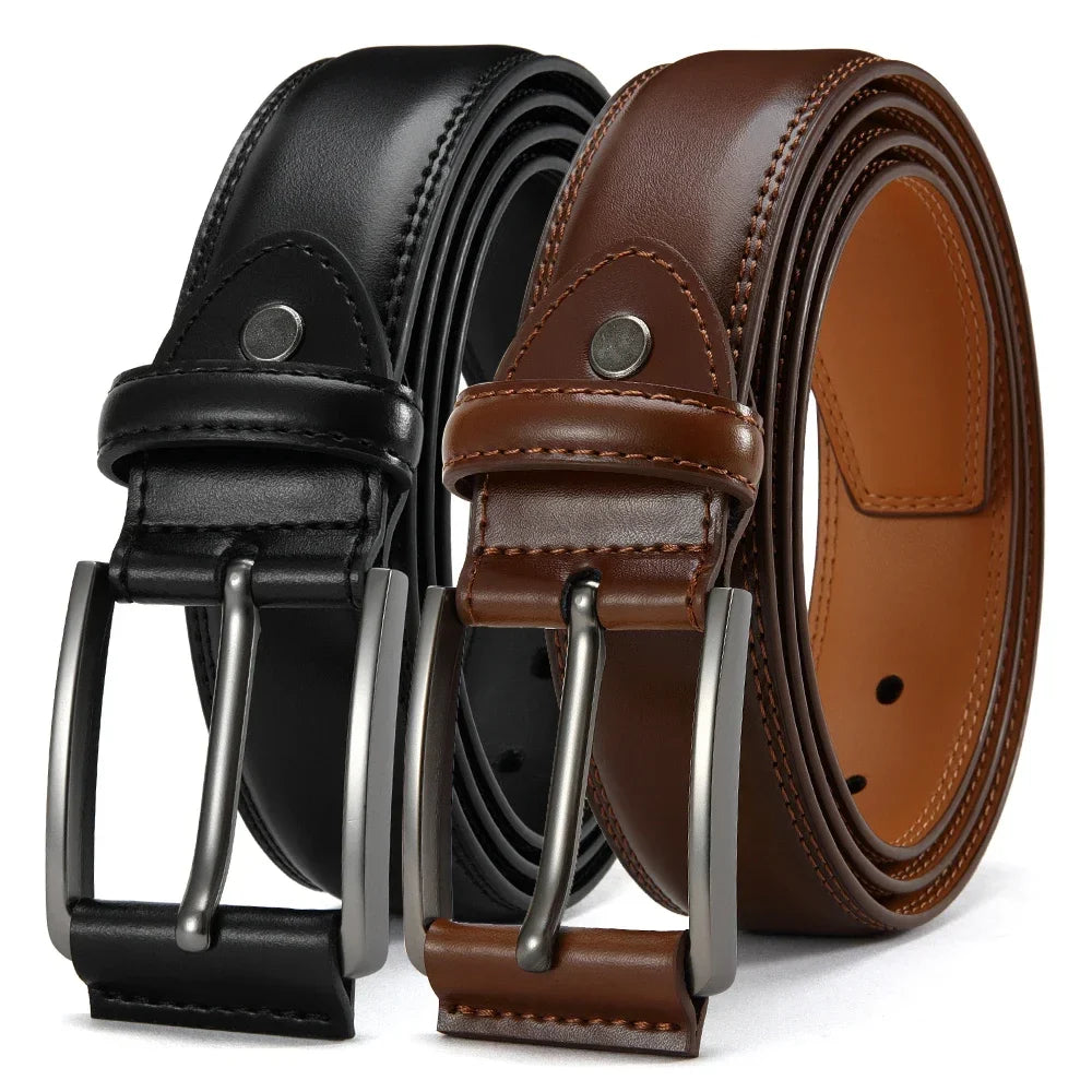 Men Belts High Quality Genuine Leather LONG Large Pin Buckle Metal Automatic Buckle Male Belts Strap Male