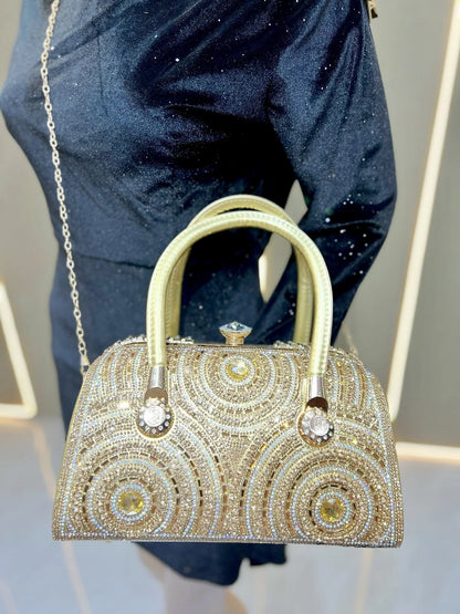 New Dinner Handbag Luxury Brand Diamond-encrusted Sparkling Dinner Party Handbag Fashion Trend Women's Shoulder Crossbody Bag