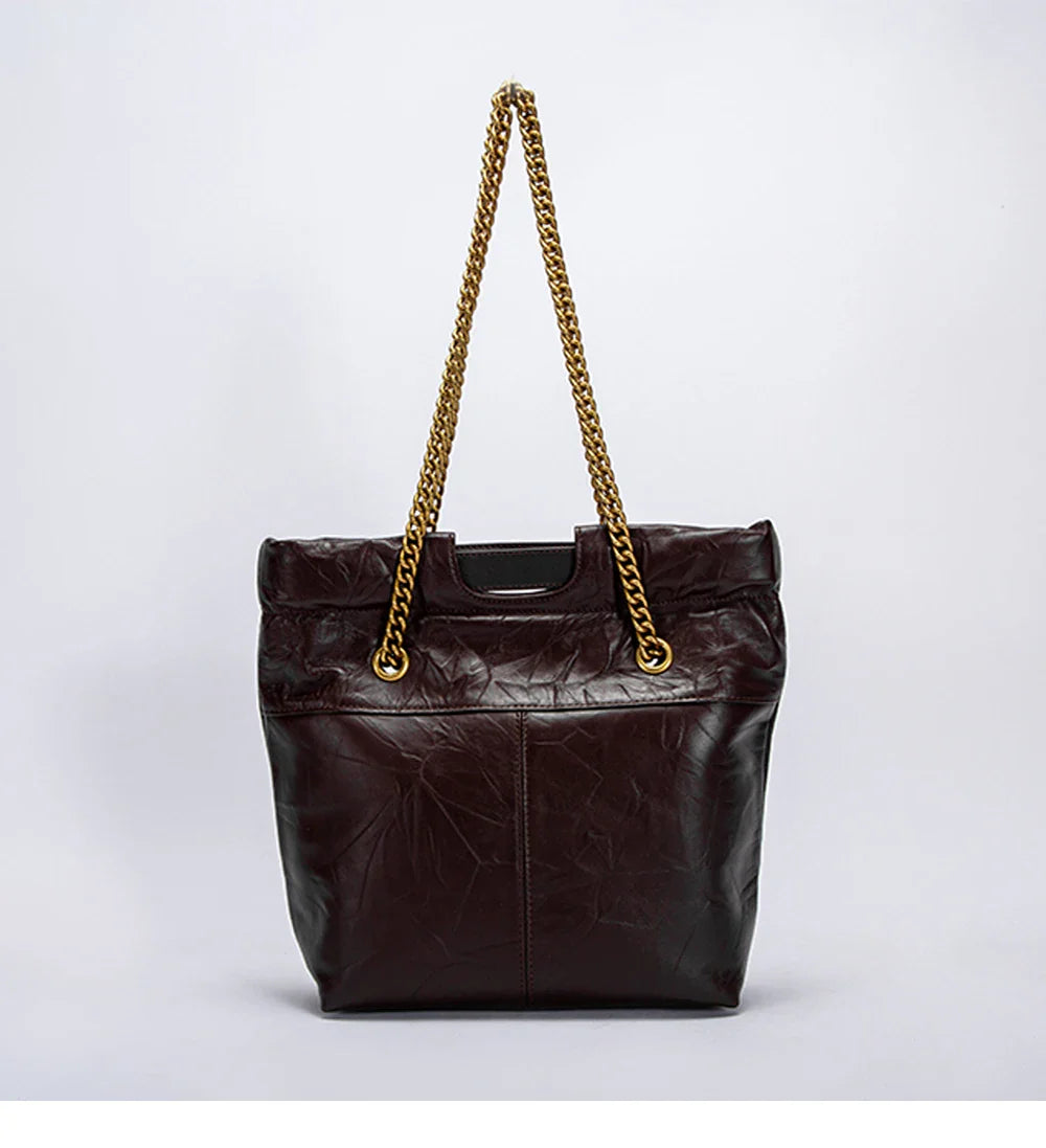 Body Design Solid Color Large Capacity Fashionable New Product Women's Shoulder Bag Chain Shoulder Strap Unique Folded Bag