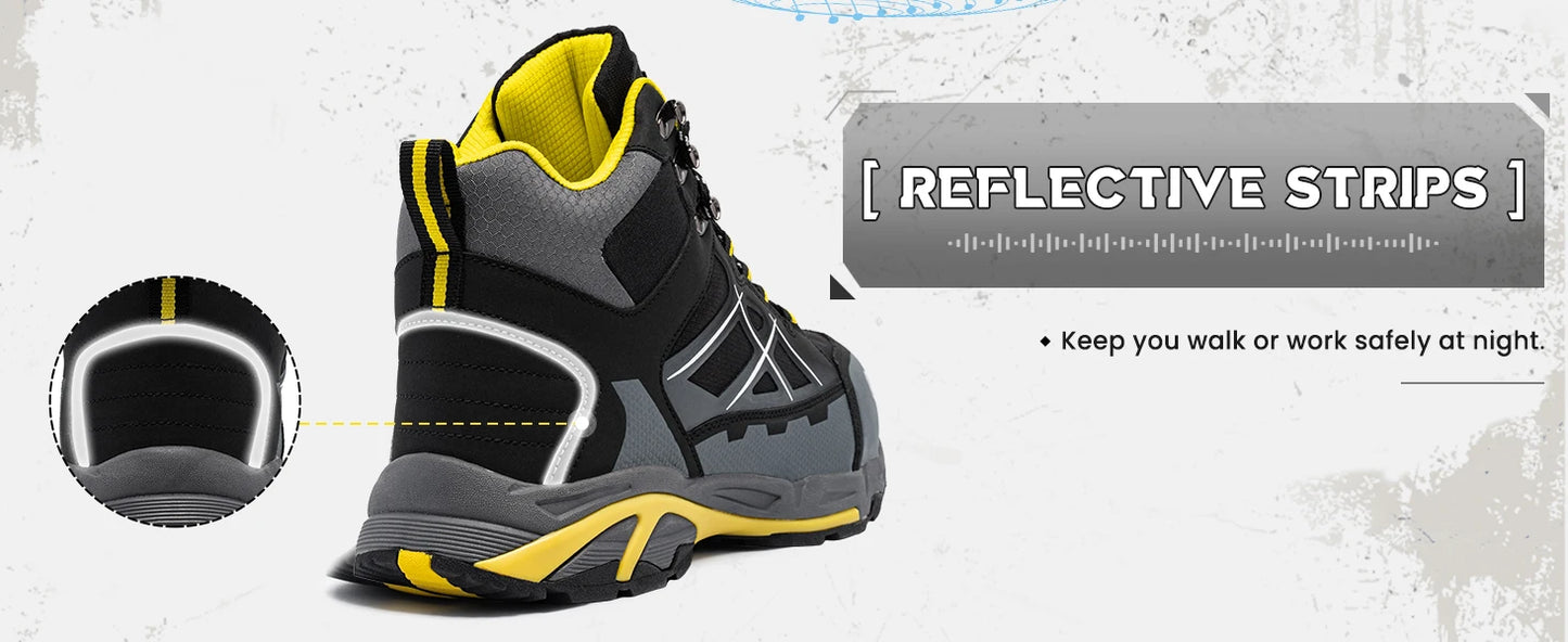 Men's Steel Toe Safety Work Boots shoe Non Slip Shoes for Man Anti-puncture Anti-static Protective Safety Boots