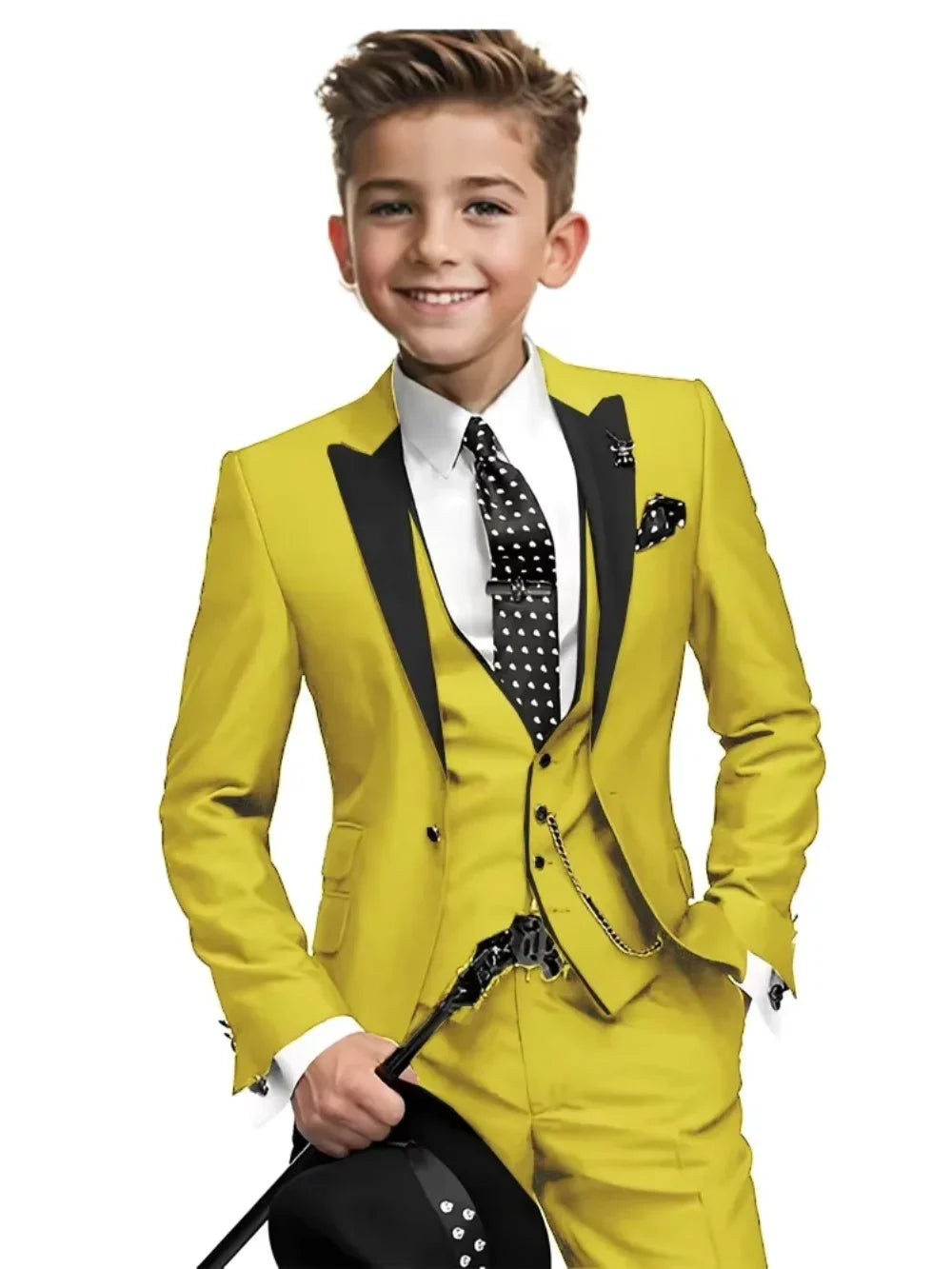 High Quality Boys Formal Suit Set 3 Pieces For Violin Performance Classy Peak Lapel Kids Slim Fit Tuxedo Birthday Party Wear