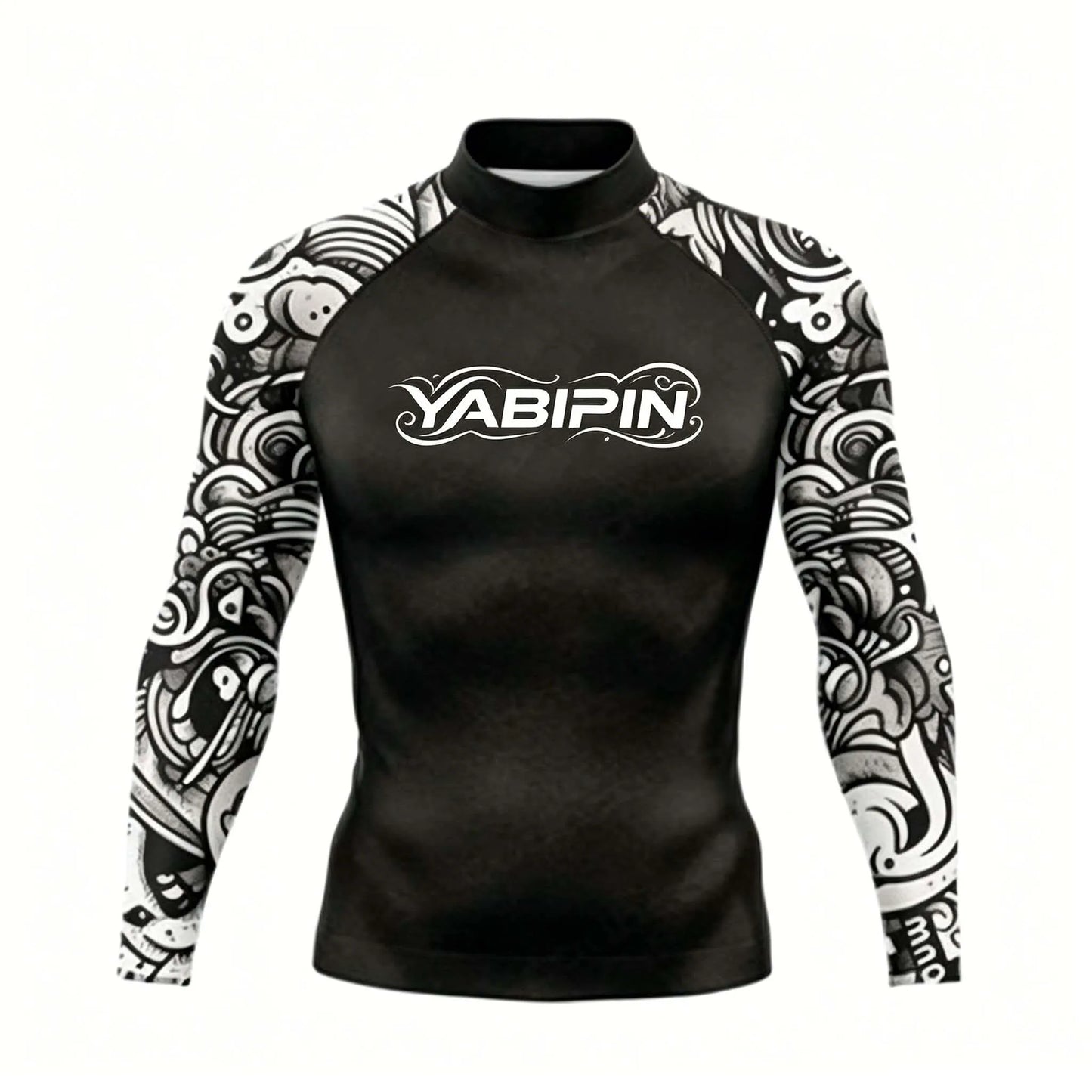 Quick Dry Long Sleeve Rash Guard for Men with High Collar – Sun Protection Beach Swim Tee