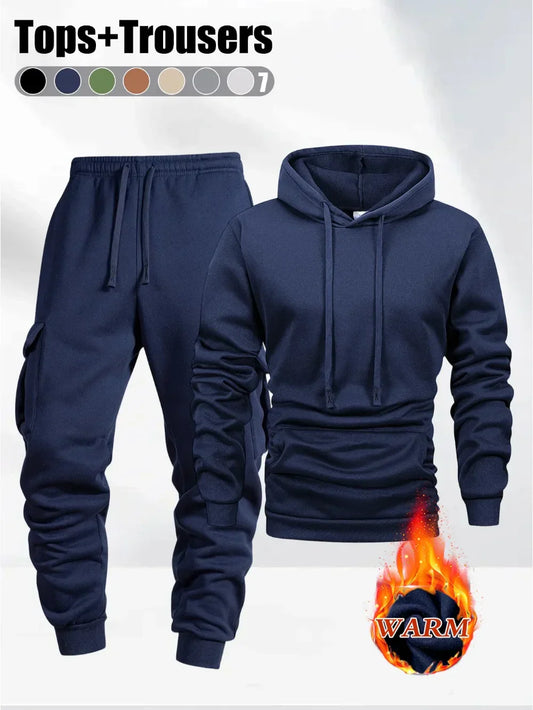 2025 Autumn/Winter Men's jogging Fitness sportswear Set Fashionable Casual Long-sleeved Sweatshirt + Casual Pants 2-piece Sets