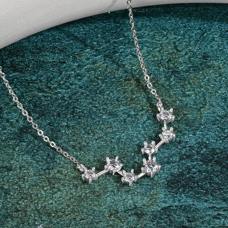 D Color VVS1 Certified Moissanite Big Dipper Pendant Necklaces S925 Sterling Silver Women's Jewelry Chains for Wedding