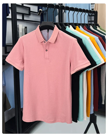 100% cotton short sleeve polo shirt comfortable lightweight high-end brand fashionable simple summer men's casual lapel T-shirt