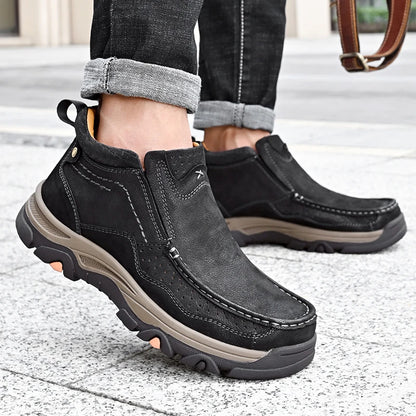 Men's Real Leather Ankle Boots Autumn Winter Mens Shoes Fashion Large Size Casual Boots Cowhide Men Genuine Leather Boots