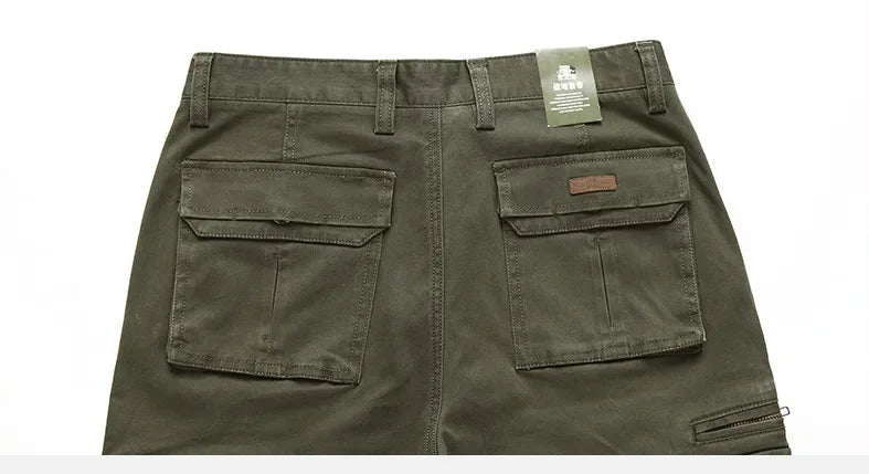 2026 New in Men's Pants Straight Leg Cotton Cargo Trouser Male Stretch Autumn Zipper Multi Pocket Classic Casual Work Wear Army