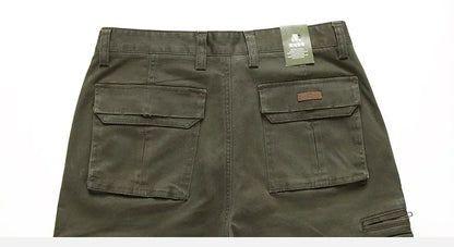 2026 New in Men's Pants Straight Leg Cotton Cargo Trouser Male Stretch Autumn Zipper Multi Pocket Classic Casual Work Wear Army