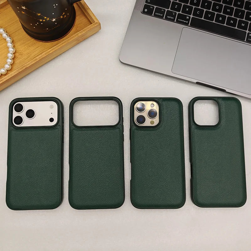 Ultra Thin Epsom PU Leather Magnetic Phone Case Non-Slip Grip Anti Fingerprint Phone Cover for iPhone 17 Pro 17 Pro Max