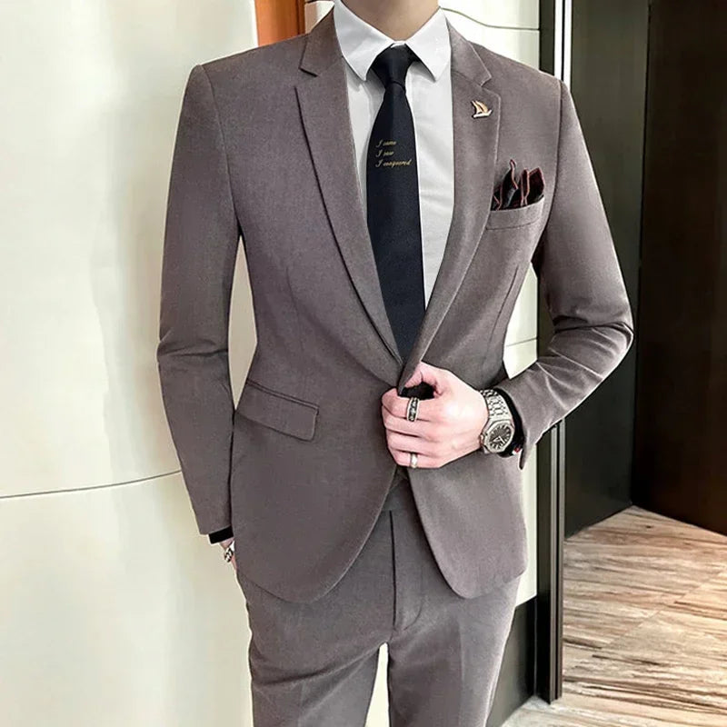 S-5XL Jacket Vest Pants Boutique Solid Color Casual Business Office Slim Mens Suit Groom Wedding Gown Blazer Waist Coat Trousers