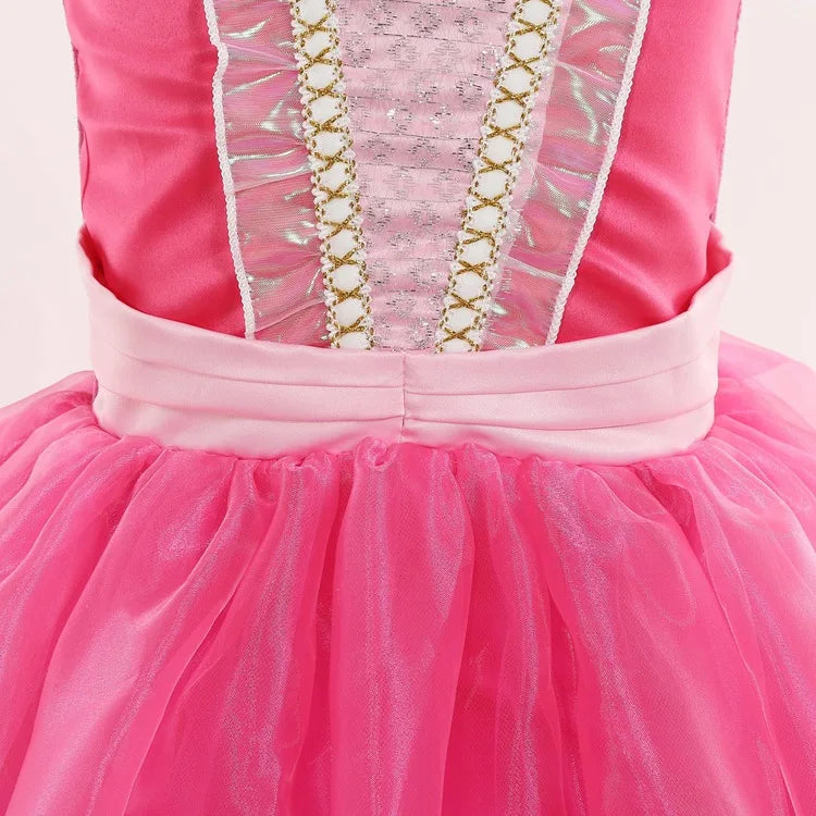 Aurora Kids Cosplay Costume Princess Deluxe Outfits Children Birthday Party Elegant Ball Gown Fairy Disguise Apparel 12Y