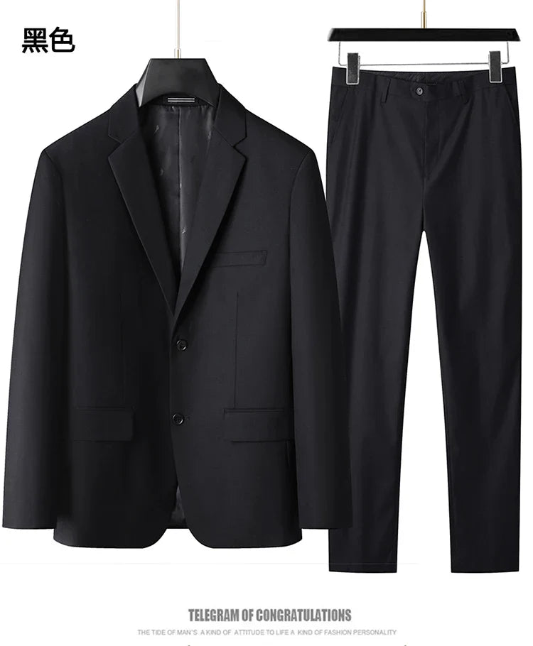 High-End Large Size Men's Three-Piece Suit Set - Business Formal Wedding Dress Coat Vest Trousers Combo for Plus Size Men