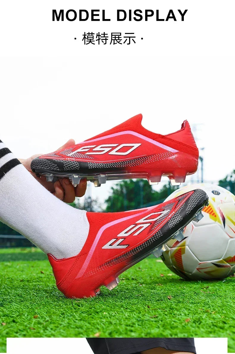 New Men Football Boots Non-Slip Boys Cleats Hot-selling Soccer Shoes Grass Outdoor Match Sneakers High-quality High-top Light
