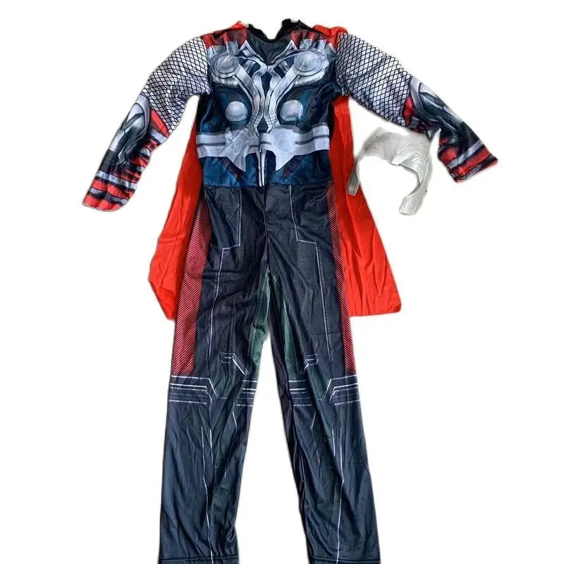 Children Thor Muscle Cos Costumes Cloak Boy Superhero Cosplay Costume With Mask Jumpsuits Halloween Carnival Clothes for Kids