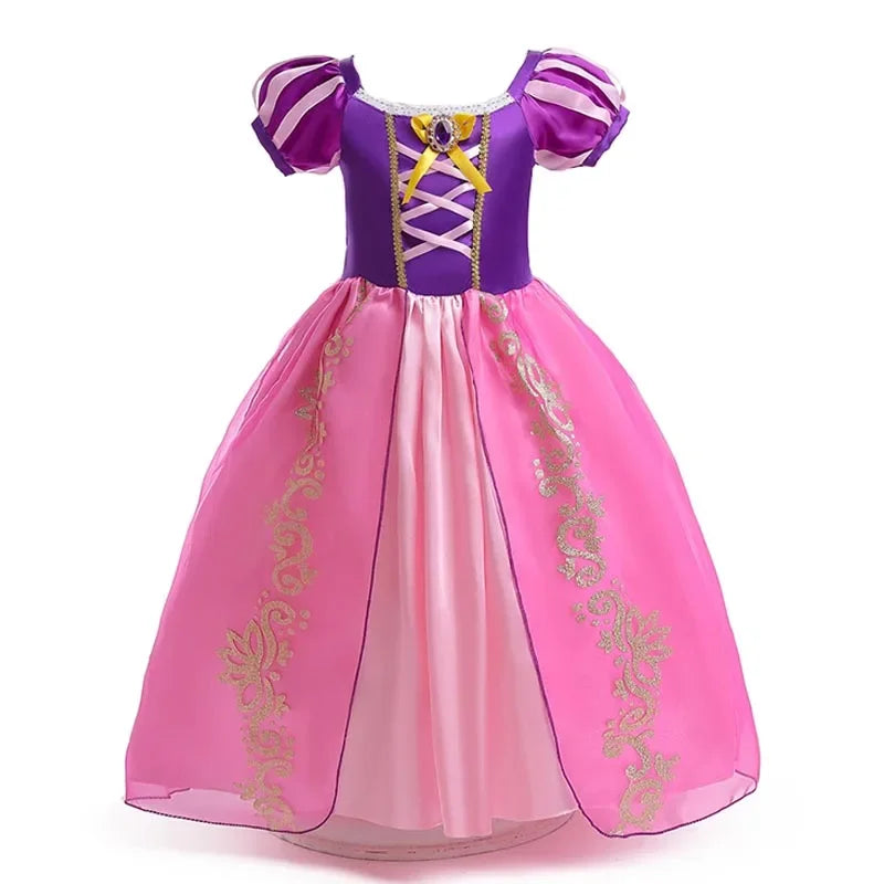 Girl Role Play Rapunzel Princess Dress for Kids Halloween Cosplay Tangled Costume Birthday Party Sequins Mesh Bow Clothes