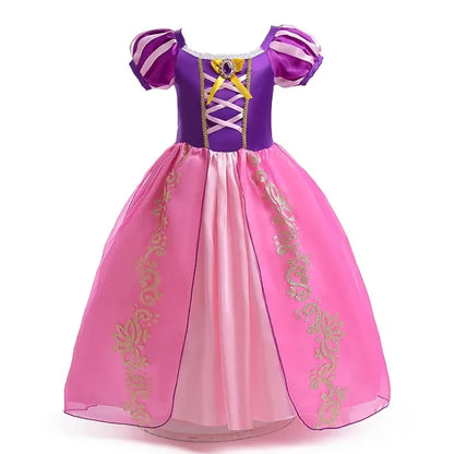 Girl Role Play Rapunzel Princess Dress for Kids Halloween Cosplay Tangled Costume Birthday Party Sequins Mesh Bow Clothes