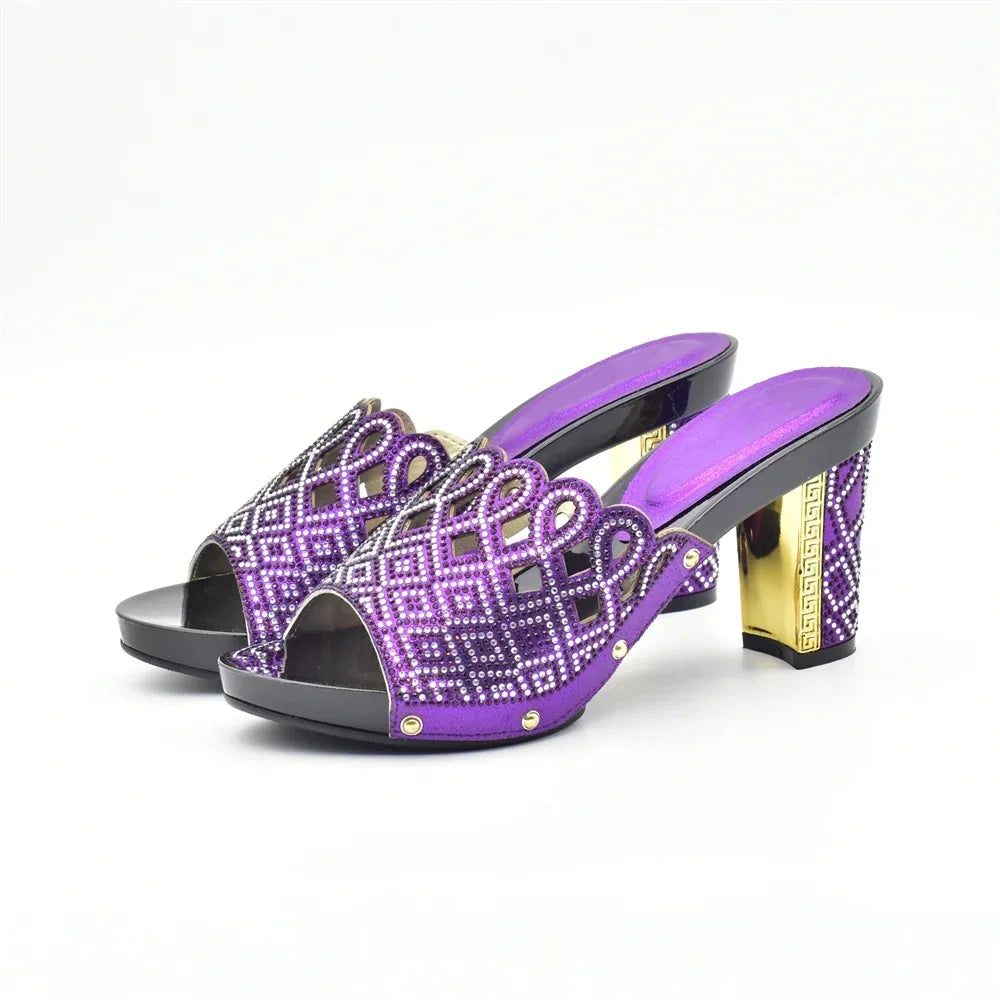 Italian Ladies Shoes and Bags To Match Set Decorated with Rhinestone Plus Size Shoes Women Heel Women Shoes and Bag Set In Italy