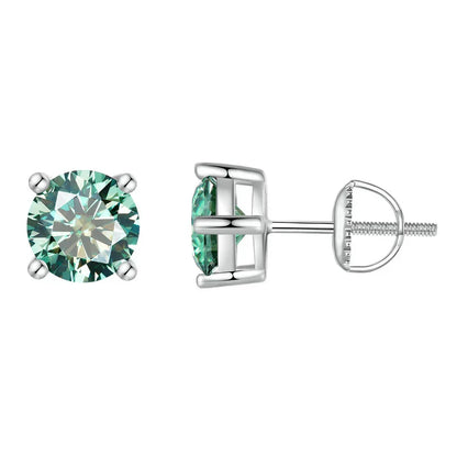 Green Moissanite Earrings for Women Solid 925 Sterling Silver Heart Prong 2CTTW VVS1 Lab Diamonds Wedding Jewelry