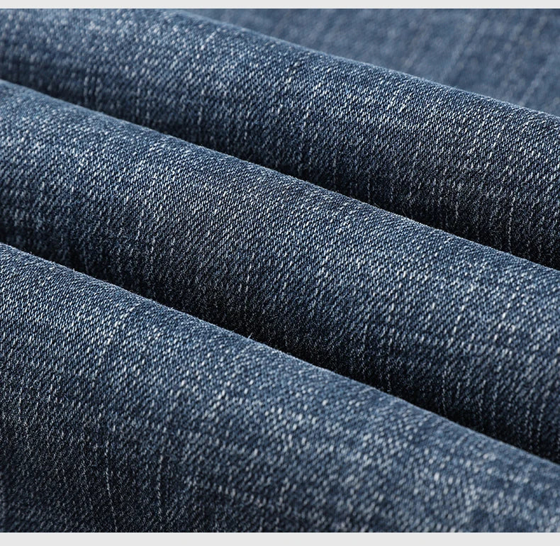 2025 Fall New Men's Cotton Stretch Slim Jeans Straight Version Business Fashion Denim Pants Vintage Blue Brand Trousers Black