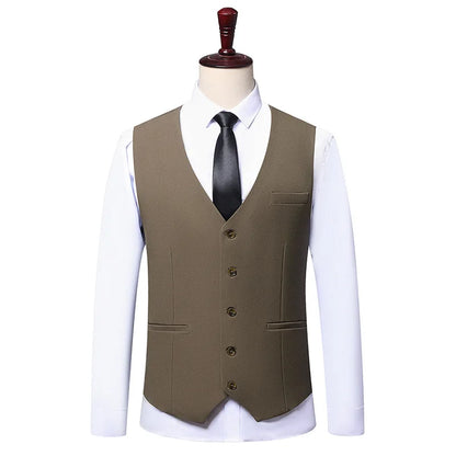 Plus Size Mens Vest Checkered Elastic Single Breasted Waistcoat For Host Groom Groomsmen Coffee Khaki l Suit Vest for Men 9XL