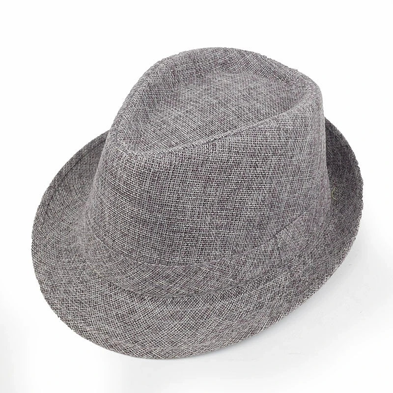 New Summer Linen Fedora Jazz Hat British Style Unisex Straw Hat Beach Sun Hat Sun Protection Korean Style Sun Hat