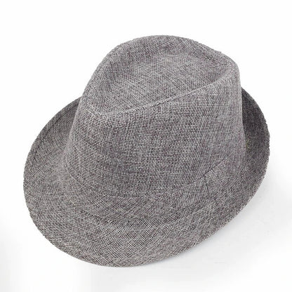 New Summer Linen Fedora Jazz Hat British Style Unisex Straw Hat Beach Sun Hat Sun Protection Korean Style Sun Hat