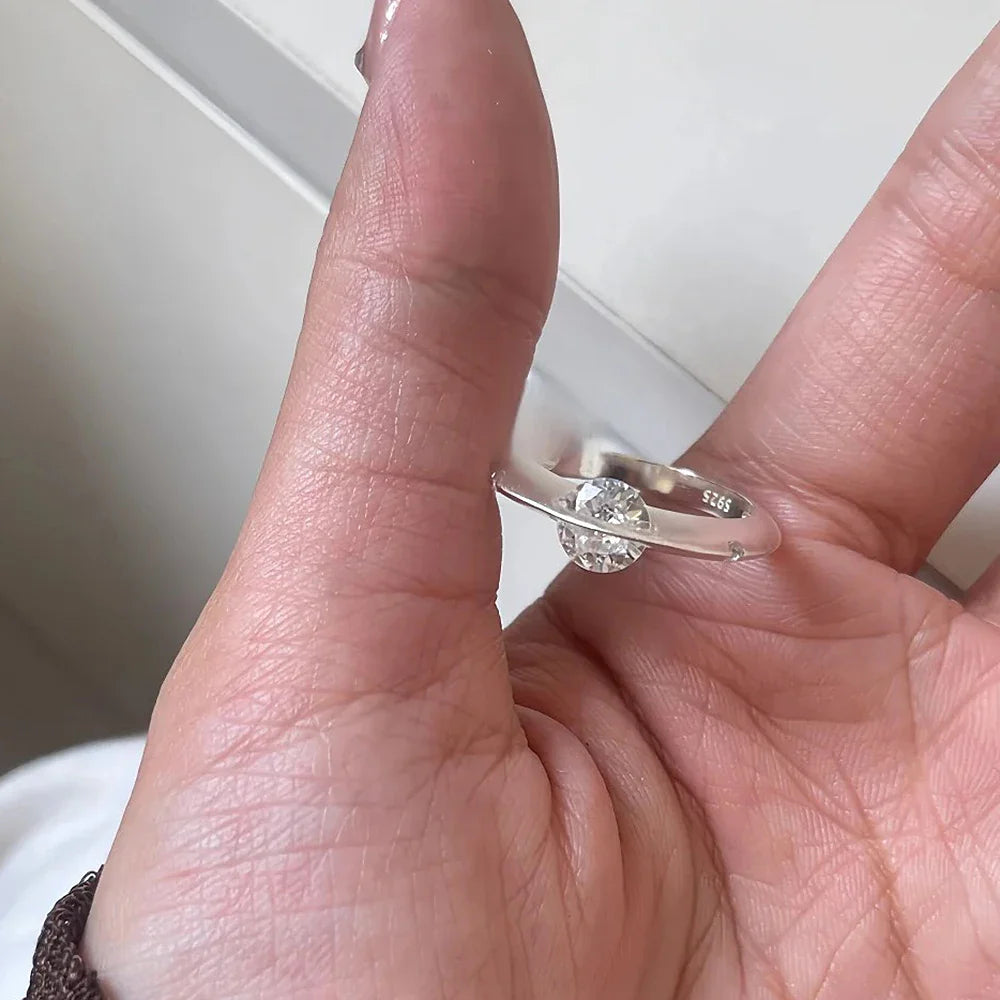 1carat Moissanite Wedding Ring for Women 925 Sterling Silver Solitaire Sparkling Diamond Engagement Rings with Certificate