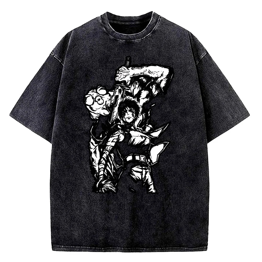 Anime Jujutsu Kaisen Choso Print T Shirt Men Women Y2k T-shirts Vintage Washed Cotton Tee Harajuku Male Short Sleeve Tshirt