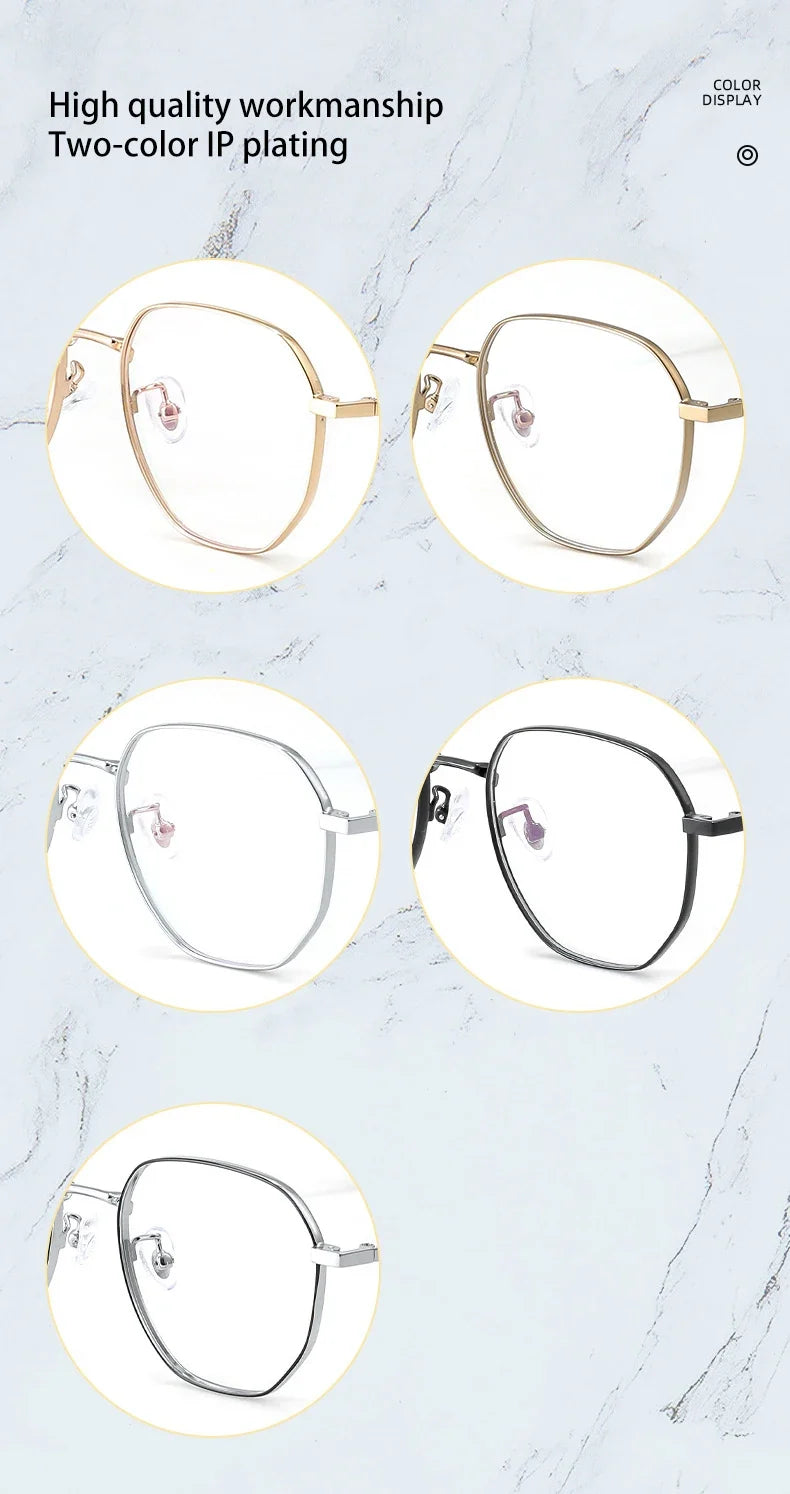 New Retro Simple Fashion Eyeglass Frames Semi Titanium Myopia Anti-Blue Light Glasses Customizable Prescription 86604